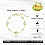 Natural Shell 14K Gold Plated 925 Sterling Silver Four-Leaf Clover Bracelet