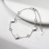 Natural Shell 14K Gold Plated 925 Sterling Silver Four-Leaf Clover Bracelet