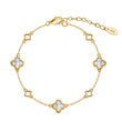 Natural Shell 14K Gold Plated 925 Sterling Silver Four-Leaf Clover Bracelet