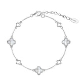 Natural Shell 14K Gold Plated 925 Sterling Silver Four-Leaf Clover Bracelet