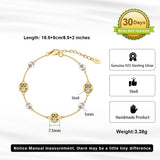 Natural Shell And Shell pearls 14K Gold Plated 925 Sterling Silver Four-leaf Clover Bracelet