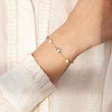 Natural Shell And Shell pearls 14K Gold Plated 925 Sterling Silver Four-leaf Clover Bracelet