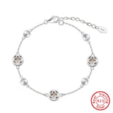 Natural Shell And Shell pearls 14K Gold Plated 925 Sterling Silver Four-leaf Clover Bracelet