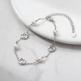 Natural Shell And Shell pearls 14K Gold Plated 925 Sterling Silver Four-leaf Clover Bracelet