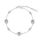Natural Shell And Shell pearls 14K Gold Plated 925 Sterling Silver Four-leaf Clover Bracelet