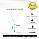 Turquoise 14K Gold Plated 925 Sterling Silver Retro Y Shape Necklace