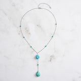 Turquoise 14K Gold Plated 925 Sterling Silver Retro Y Shape Necklace