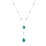 Turquoise 14K Gold Plated 925 Sterling Silver Retro Y Shape Necklace