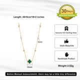 Shell Pearls Malachite 14K Gold Plated 925 Sterling Silver Pendant Necklace