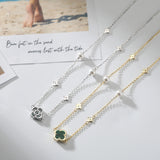 Shell Pearls Malachite 14K Gold Plated 925 Sterling Silver Pendant Necklace
