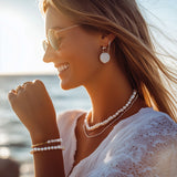 Cultured Freashwater Pearl 14K Gold Plated 925 Sterling Silver Extension Paper Clip Bracelet