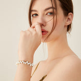 Cultured Freashwater Pearl 14K Gold Plated 925 Sterling Silver Baroque Irregular Shaped Pearl Bracelet