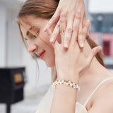 Cultured Freashwater Pearl 14K Gold Plated 925 Sterling Silver Baroque Irregular Shaped Pearl Bracelet
