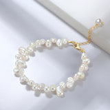 Cultured Freashwater Pearl 14K Gold Plated 925 Sterling Silver Baroque Irregular Shaped Pearl Bracelet