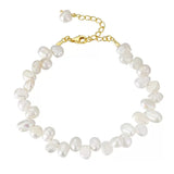 Cultured Freashwater Pearl 14K Gold Plated 925 Sterling Silver Baroque Irregular Shaped Pearl Bracelet