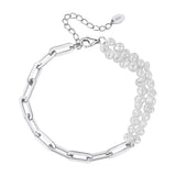 Cultured Freashwater Pearl 14K Gold Plated 925 Sterling Silver Baroque Irregular Shaped Pearl Paper Clip Stitching Bracelet