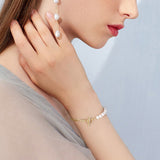 Cultured Freashwater Pearl 14K Gold Plated 925 Sterling Silver Baroque Figaro Bracelet