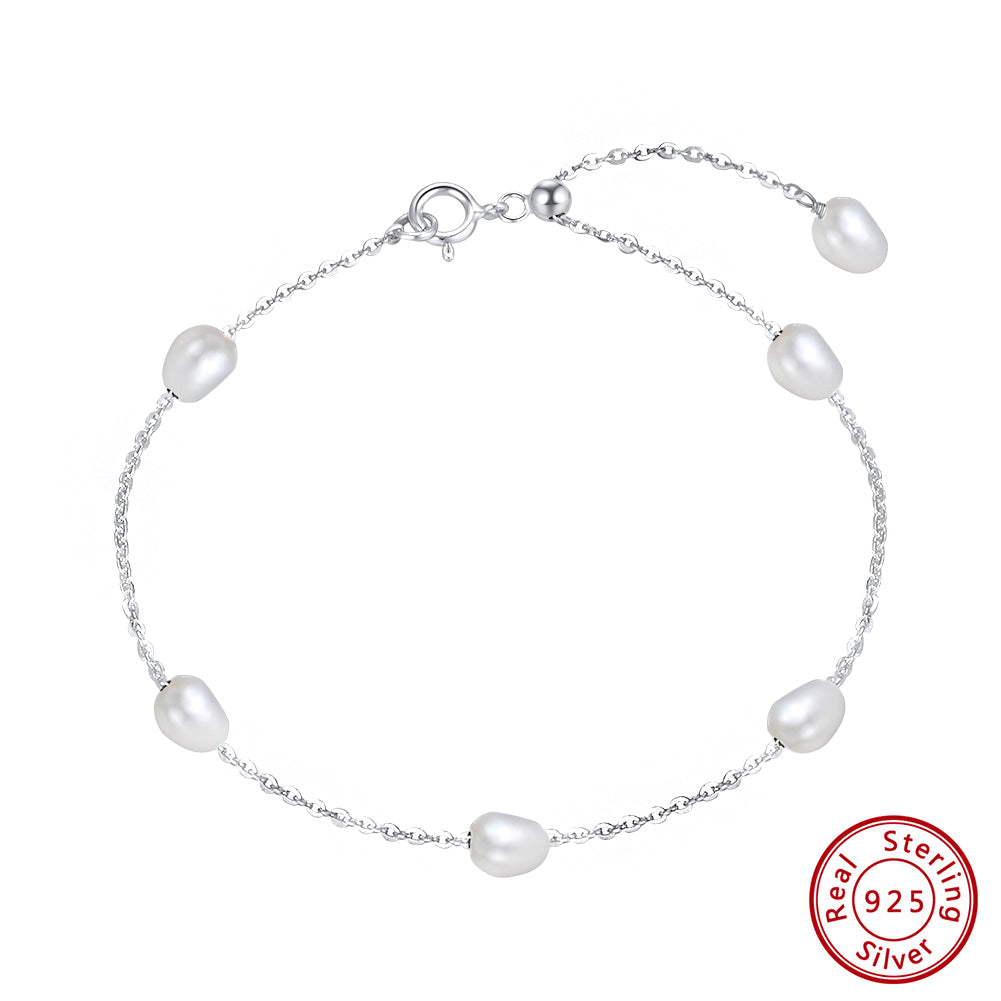 Cultured Freashwater Pearl 14K Gold Plated Irregular 925 Sterling Silver 4MM Baroque Bracelet