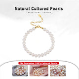 Cultured Freashwater Pearl 14K Gold Plated 925 Sterling Silver Fully Round Beaded Bracelet