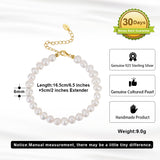 Cultured Freashwater Pearl 14K Gold Plated 925 Sterling Silver Fully Round Beaded Bracelet