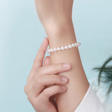 Cultured Freashwater Pearl 14K Gold Plated 925 Sterling Silver Fully Round Beaded Bracelet