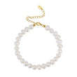 Cultured Freashwater Pearl 14K Gold Plated 925 Sterling Silver Fully Round Beaded Bracelet