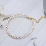 Cultured Freashwater Pearl 14K Gold Plated 925 Sterling Silver Fully Beaded Bracelet