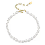 Cultured Freashwater Pearl 14K Gold Plated 925 Sterling Silver Fully Beaded Bracelet