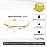 Cultured Freshwater Pearl 14K Gold Plated 925 Silver Ocean Blue Tennis Bracelet