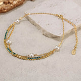 Cultured Freshwater Pearl 14K Gold Plated 925 Silver Ocean Blue Tennis Bracelet