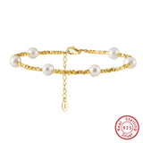 Cultured Freshwater Pearl Irregular 925 Silver Vintage Bracelet