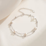 Cultured Freshwater Pearl 14K Gold Plated 925 Sterling Silver Stacking Bracelet