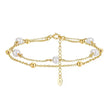 Cultured Freshwater Pearl 14K Gold Plated 925 Sterling Silver Stacking Bracelet