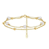 Cultured Freshwater Pearl 14K Gold Plated 925 Sterling Silver Stacking Bracelet