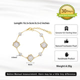 Cultured Freshwater Pearl 14K Gold Plated Natural Shell 925 Sterling Silver Bracelet