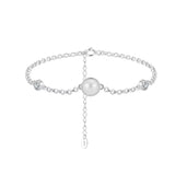 Cultured Freshwater Pearl 14K Gold Plated 925 Sterling Silver Double Zircon Bracelet