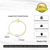 Cultured Freshwater Pearl 14K Gold Plated 925 Sterling Silver Baroque Bracelet