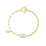 Cultured Freshwater Pearl 14K Gold Plated 925 Sterling Silver Baroque Bracelet