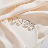 Freashwater Pearl 925 Sterling Silver 14K Gold Plated Large Hoop Earrings