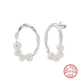 Freashwater Pearl 925 Sterling Silver 14K Gold Plated Large Hoop Earrings