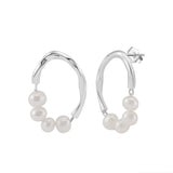 Freashwater Pearl 925 Sterling Silver 14K Gold Plated Large Hoop Earrings
