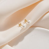 Freashwater Pearl 14K Gold Plated 925 Sterling Silver Loaf Shaped Pearls Earrings