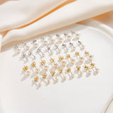 Freashwater Pearl 14K Gold Plated 925 Sterling Silver Loaf Shaped Pearls Earrings