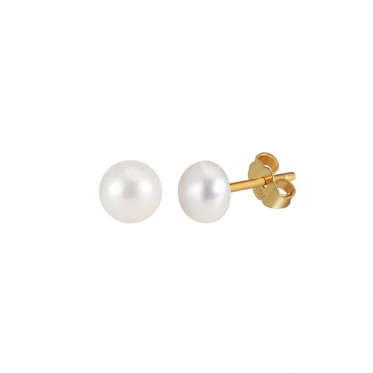 Freashwater Pearl 14K Gold Plated 925 Sterling Silver Loaf Shaped Pearls Earrings