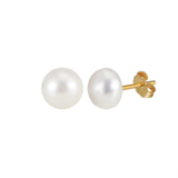 Freashwater Pearl 14K Gold Plated 925 Sterling Silver Loaf Shaped Pearls Earrings