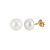Freashwater Pearl 14K Gold Plated 925 Sterling Silver Loaf Shaped Pearls Earrings