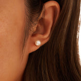 Freashwater Pearl 14K Gold Plated 925 Sterling Silver Perfect Round Pearl Earrings