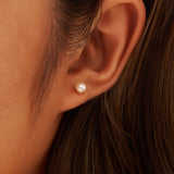Freashwater Pearl 14K Gold Plated 925 Sterling Silver Perfect Round Pearl Earrings