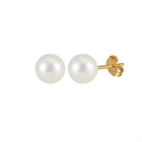 Freashwater Pearl 14K Gold Plated 925 Sterling Silver Perfect Round Pearl Earrings