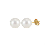 Freashwater Pearl 14K Gold Plated 925 Sterling Silver Perfect Round Pearl Earrings